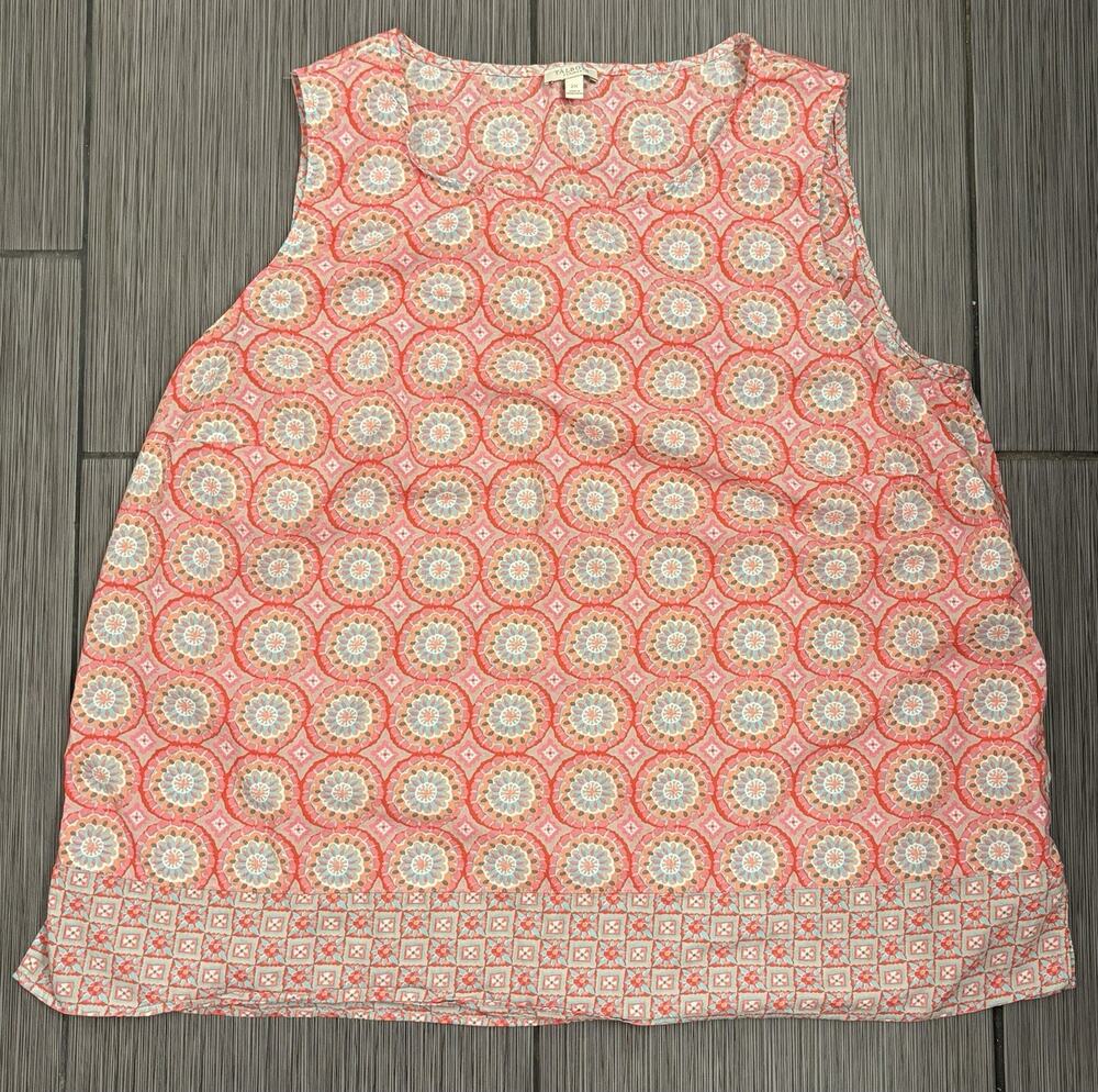 Talbots Mixed Geo-Print Shell Tank Top Size 2X Medallion Cotton Lightweight